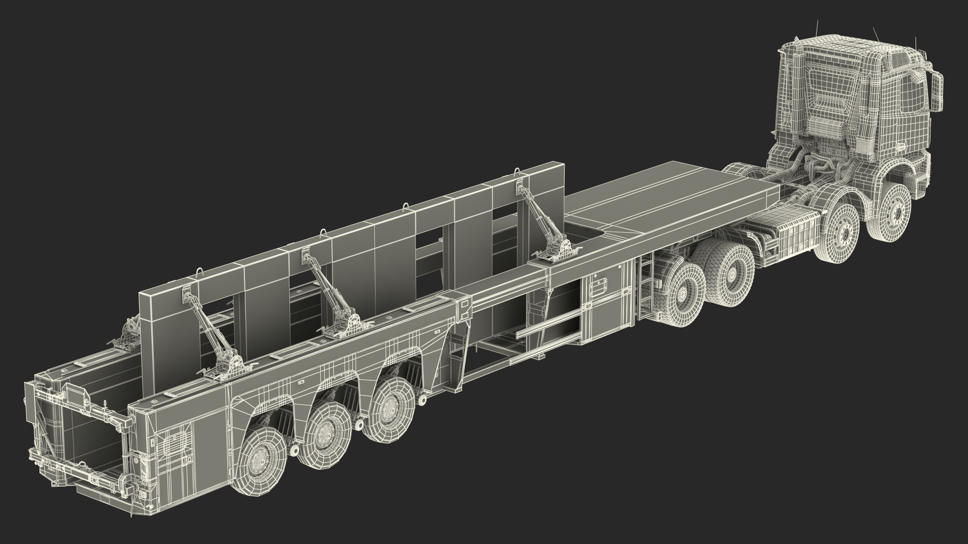 3D Truck with Concrete Panel Semi Trailer model