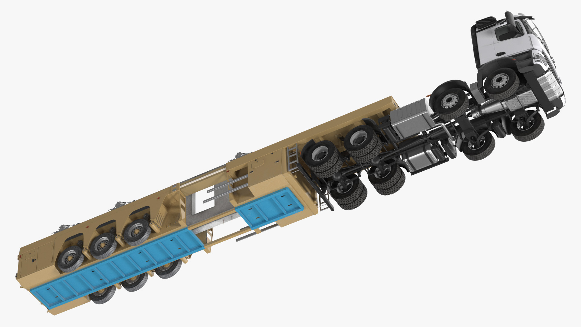 3D Truck with Concrete Panel Semi Trailer model