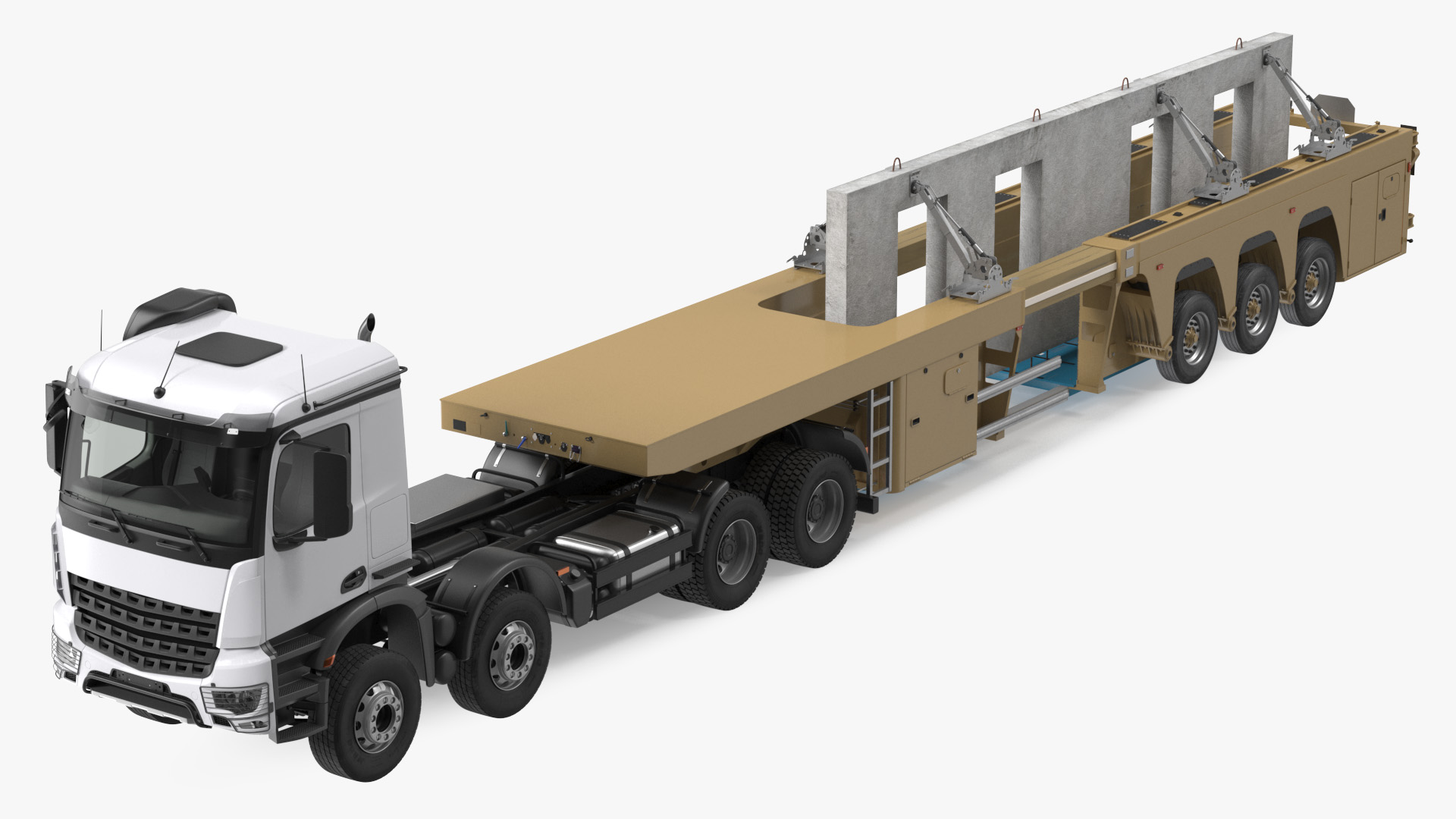 3D Truck with Concrete Panel Semi Trailer model