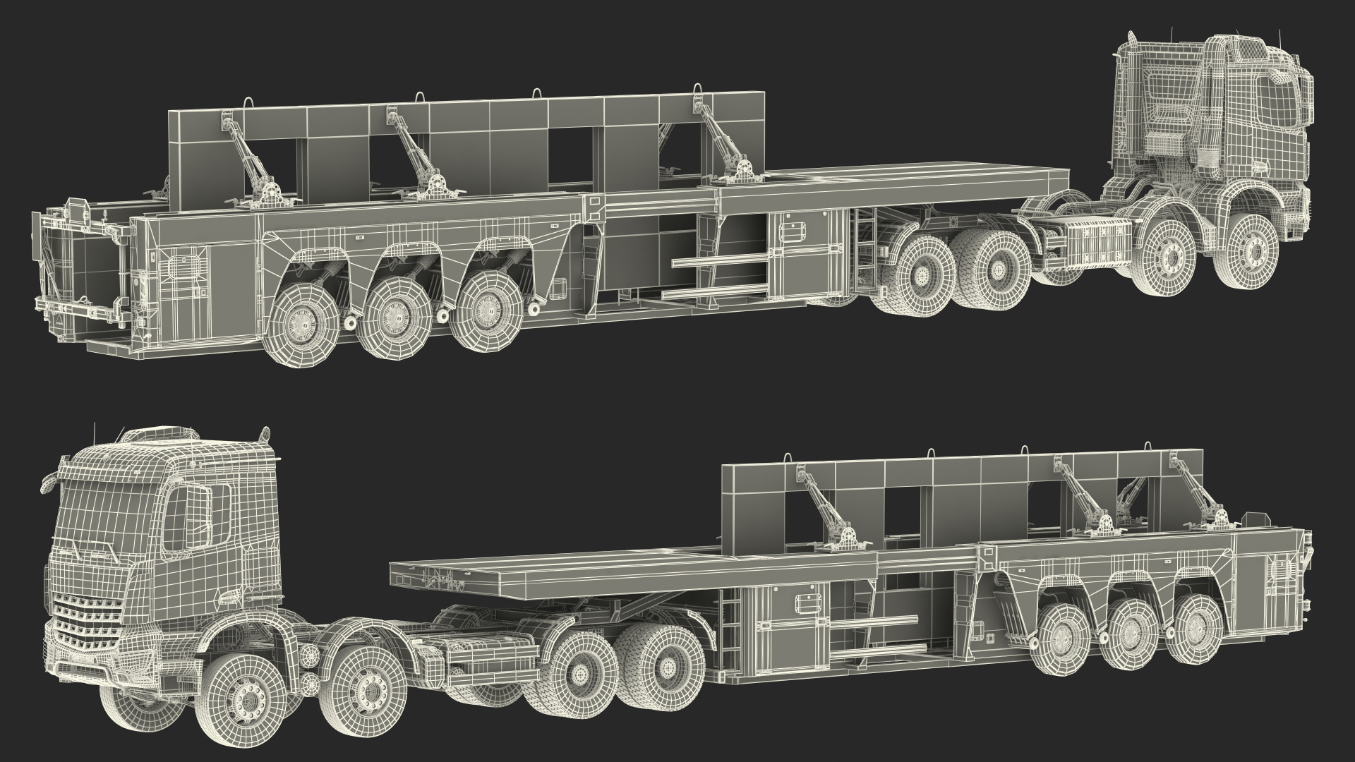 3D Truck with Concrete Panel Semi Trailer model