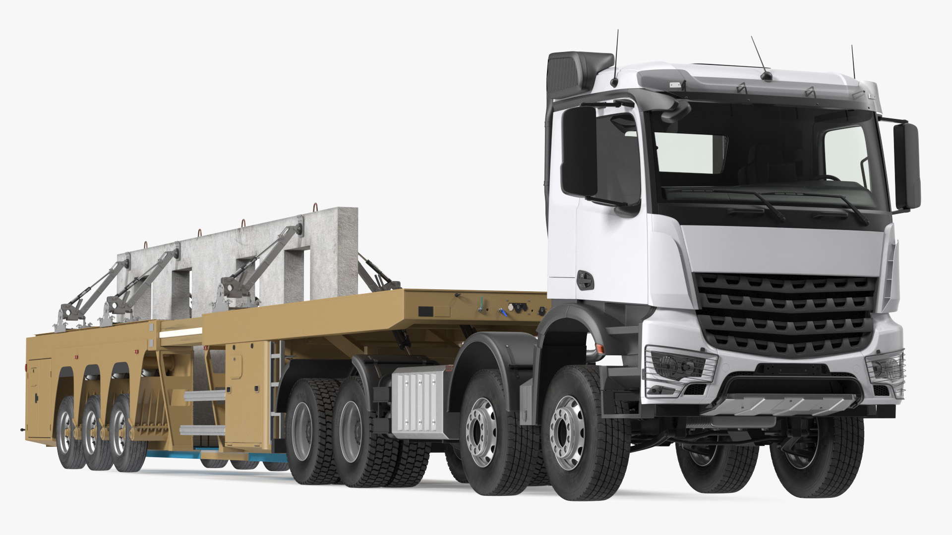 3D Truck with Concrete Panel Semi Trailer model