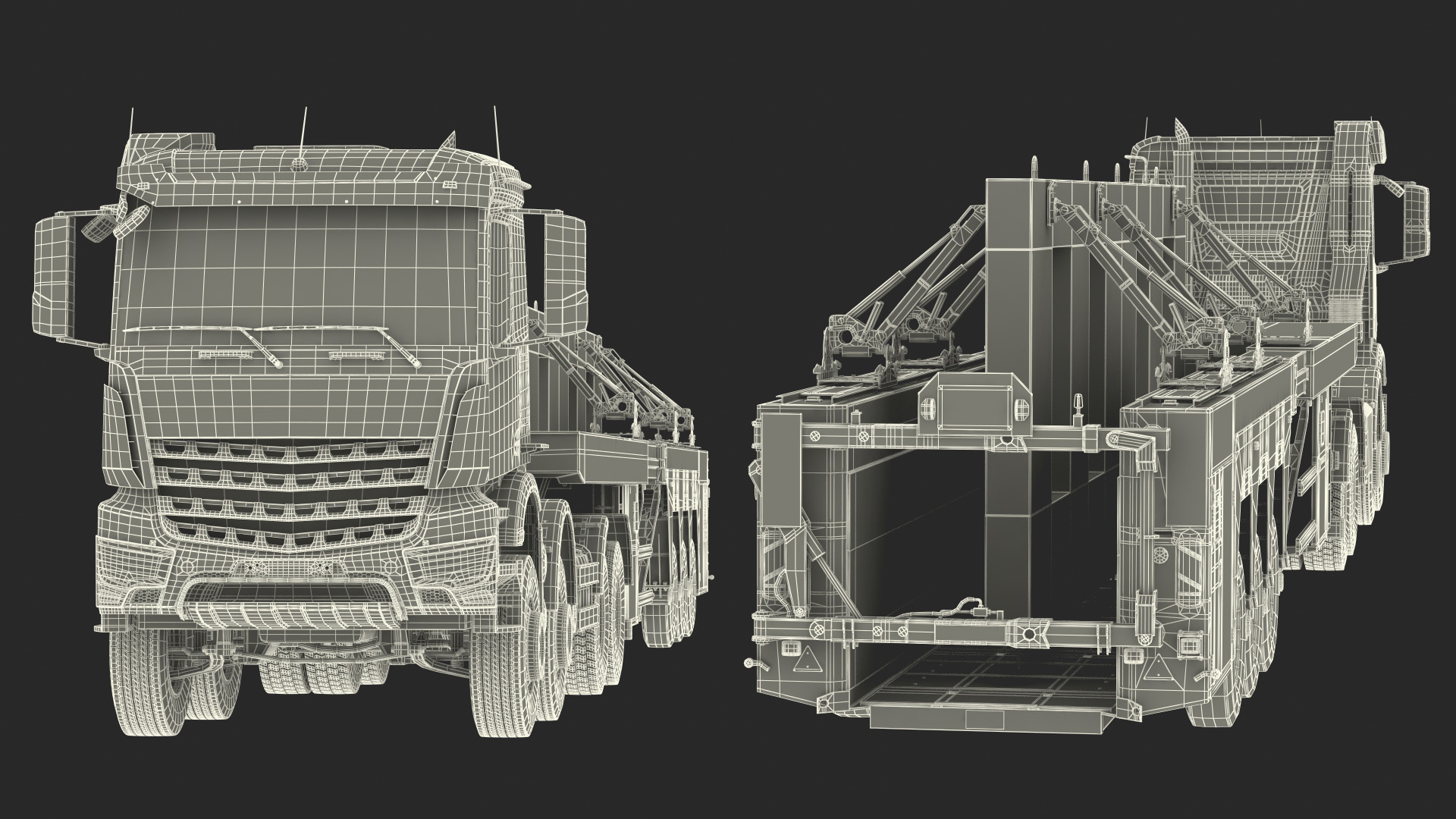 3D Truck with Concrete Panel Semi Trailer model