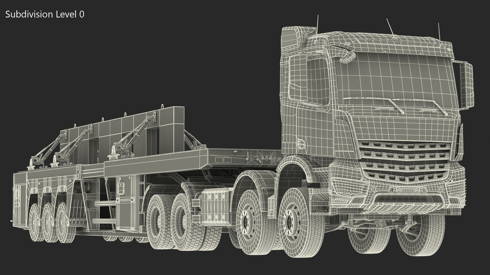 3D Truck with Concrete Panel Semi Trailer model