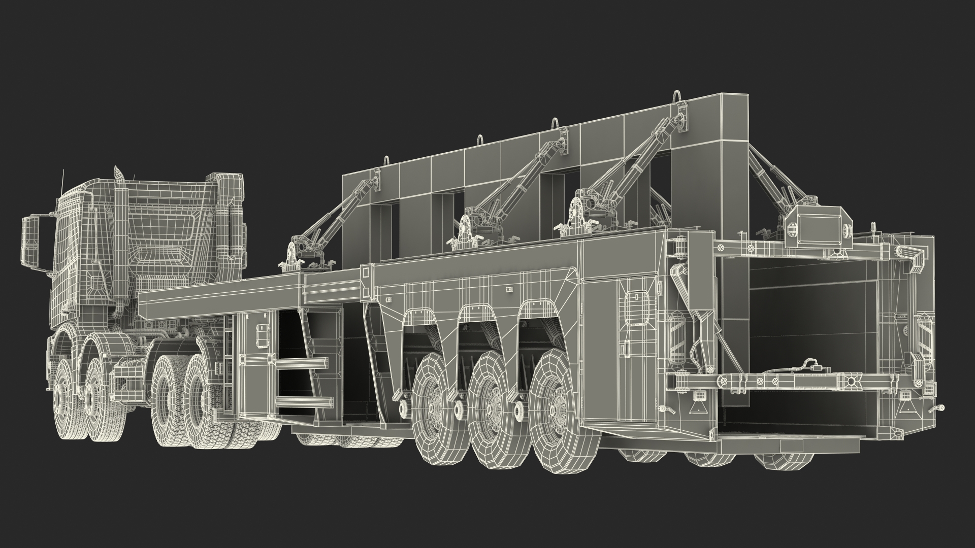 3D Truck with Concrete Panel Semi Trailer model