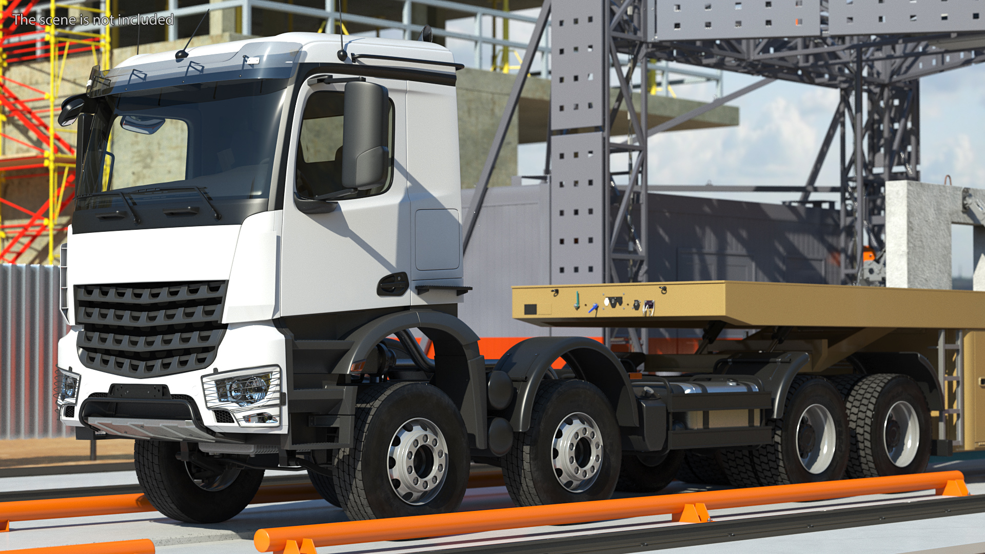 3D Truck with Concrete Panel Semi Trailer model