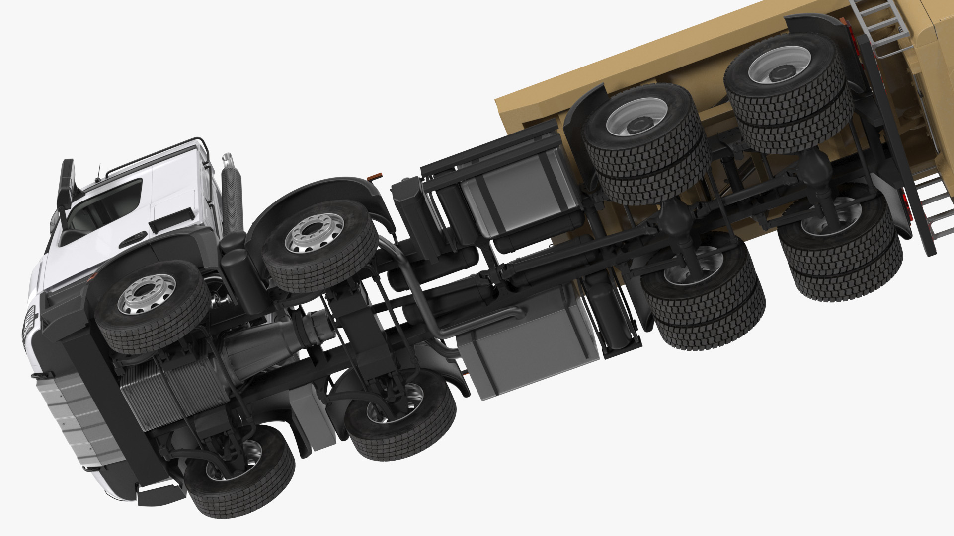 3D Truck with Concrete Panel Semi Trailer model