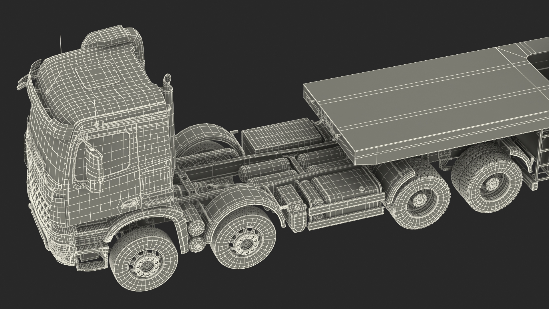 3D Truck with Concrete Panel Semi Trailer model