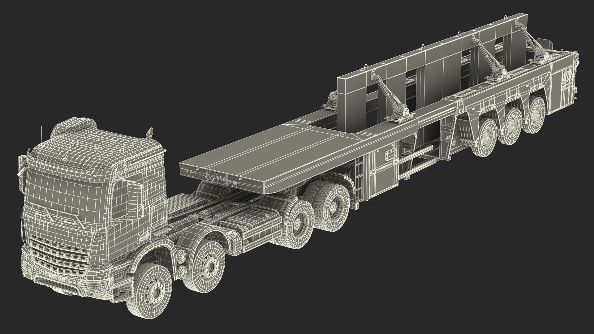 3D Truck with Concrete Panel Semi Trailer model