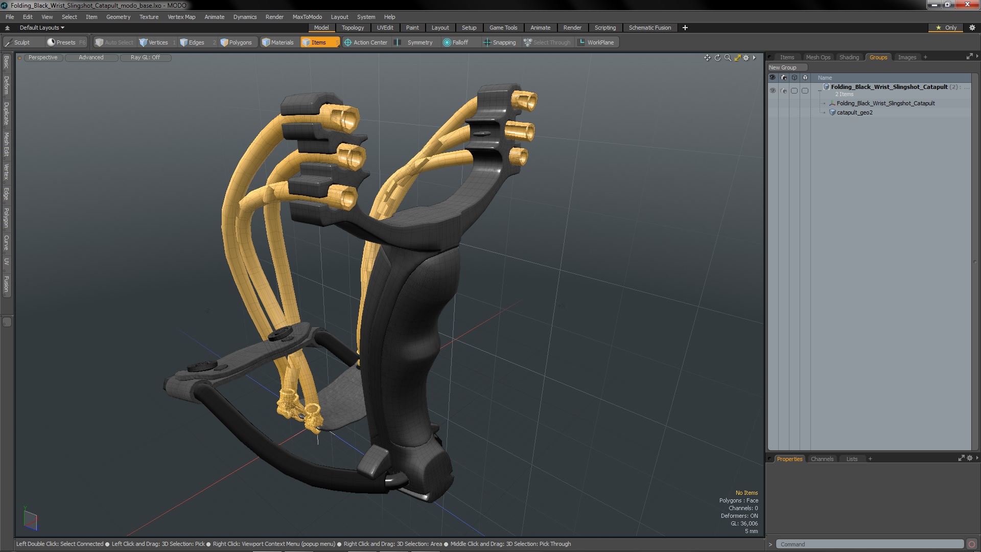 3D Folding Black Wrist Slingshot Catapult model