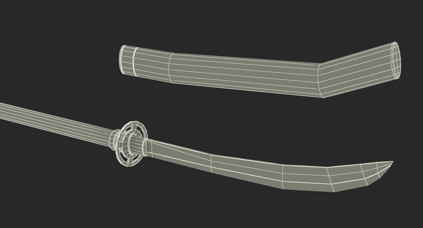 3D Naginata Japanese Pole Weapon Set model
