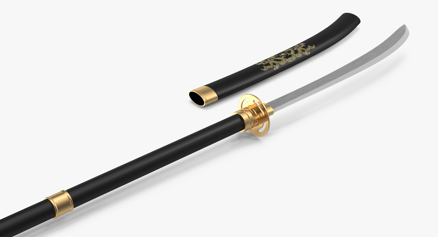 3D Naginata Japanese Pole Weapon Set model