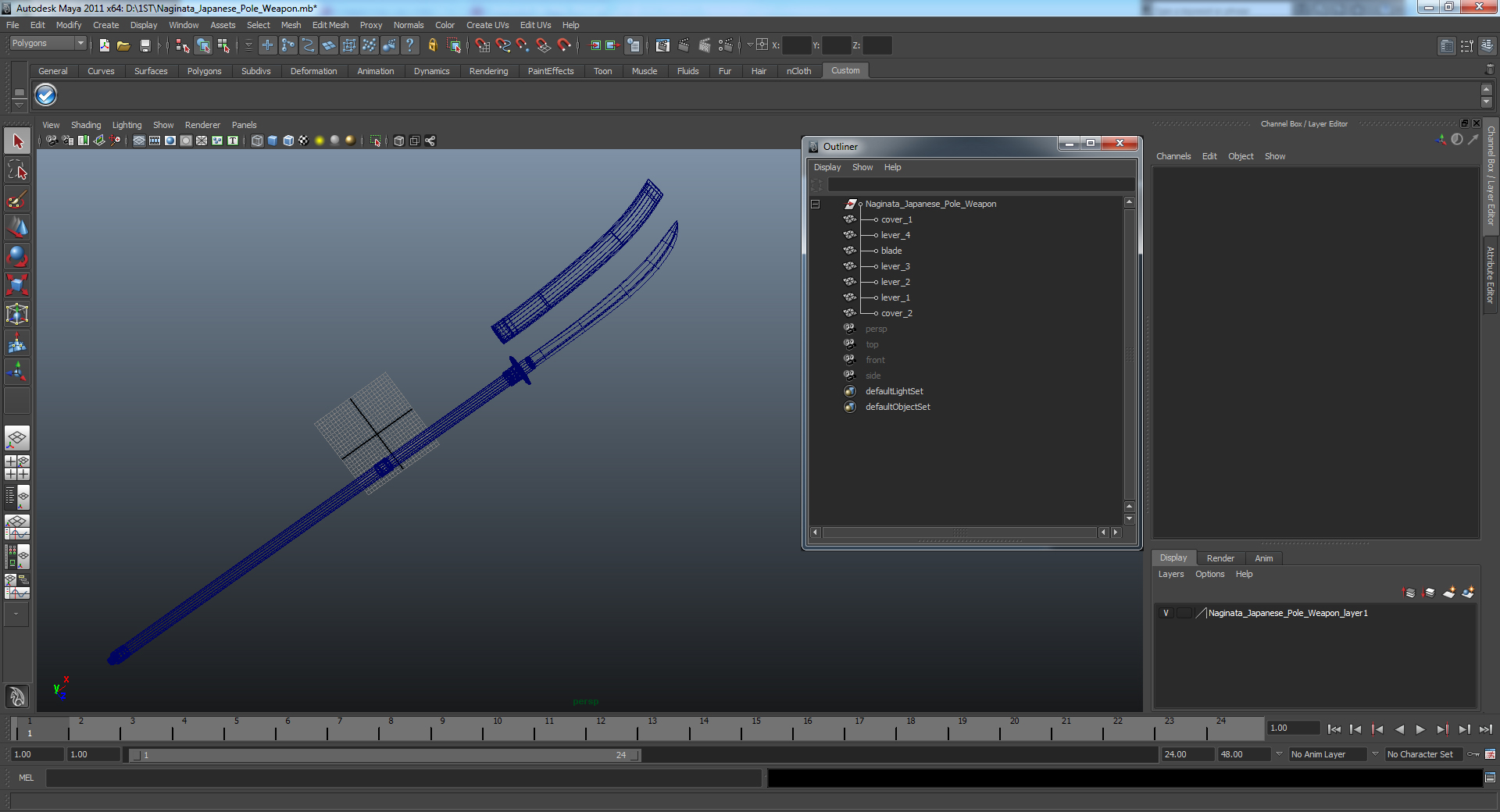 3D Naginata Japanese Pole Weapon Set model