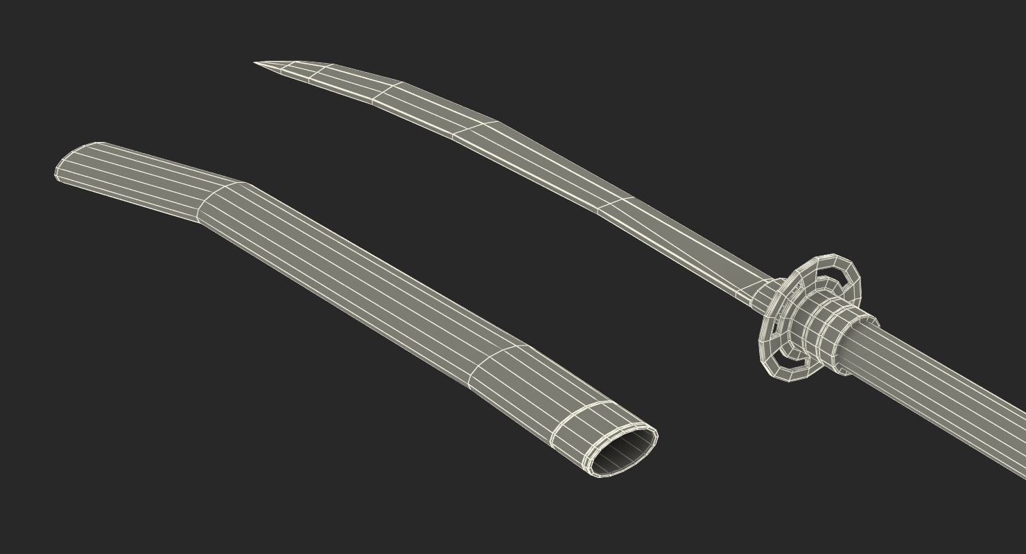 3D Naginata Japanese Pole Weapon Set model