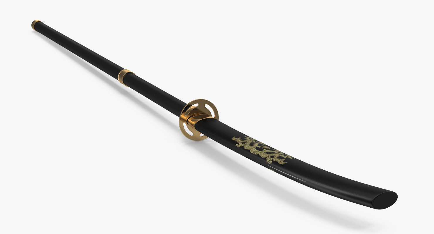 3D Naginata Japanese Pole Weapon Set model
