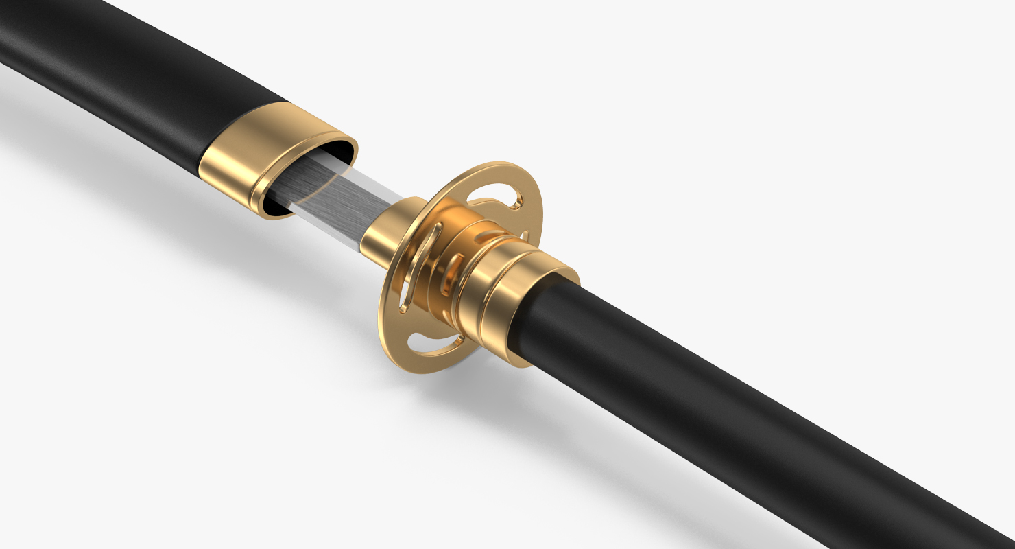 3D Naginata Japanese Pole Weapon Set model