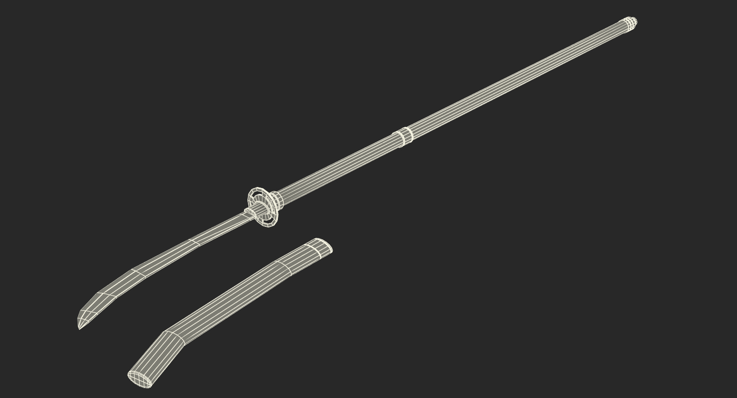 3D Naginata Japanese Pole Weapon Set model