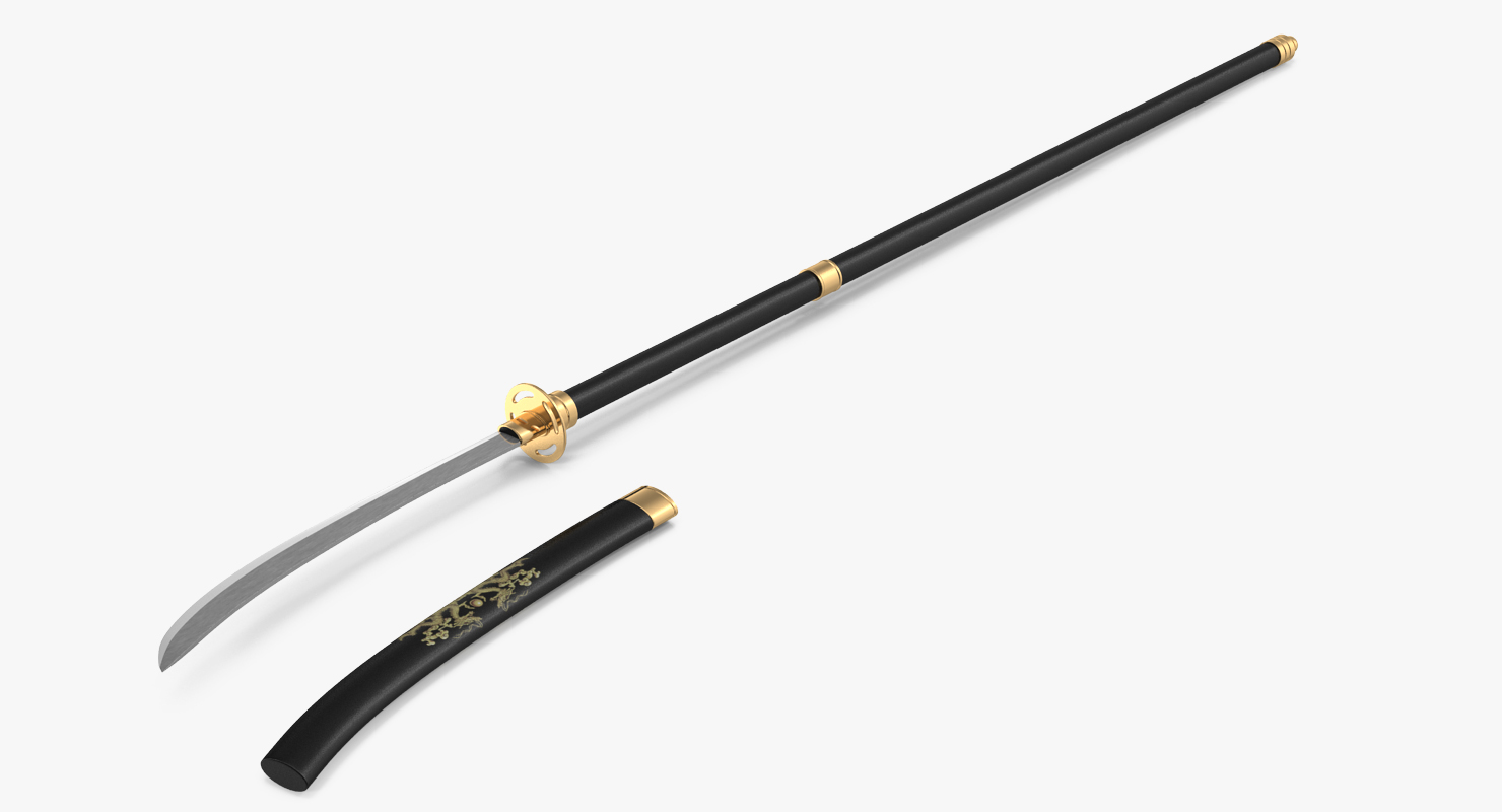 3D Naginata Japanese Pole Weapon Set model
