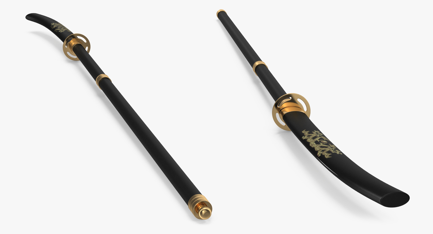 3D Naginata Japanese Pole Weapon Set model