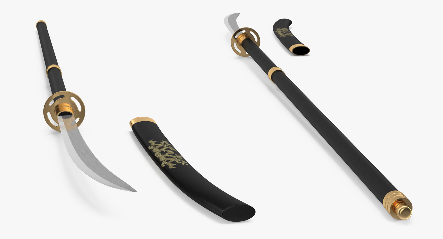 3D Naginata Japanese Pole Weapon Set model