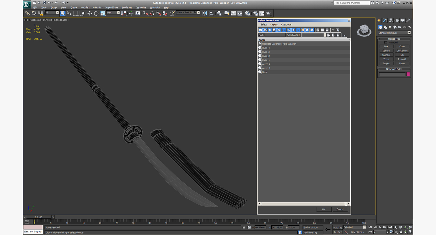 3D Naginata Japanese Pole Weapon Set model