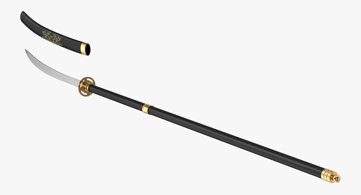 3D Naginata Japanese Pole Weapon Set model