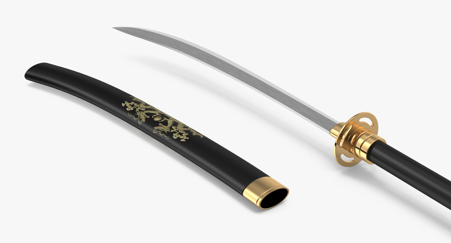 3D Naginata Japanese Pole Weapon Set model