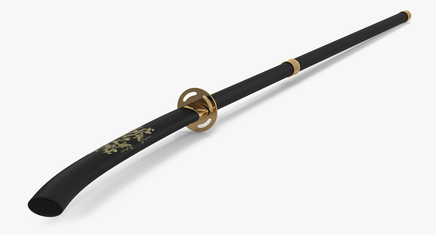 3D Naginata Japanese Pole Weapon Set model