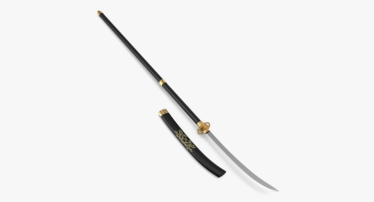 3D Naginata Japanese Pole Weapon Set model