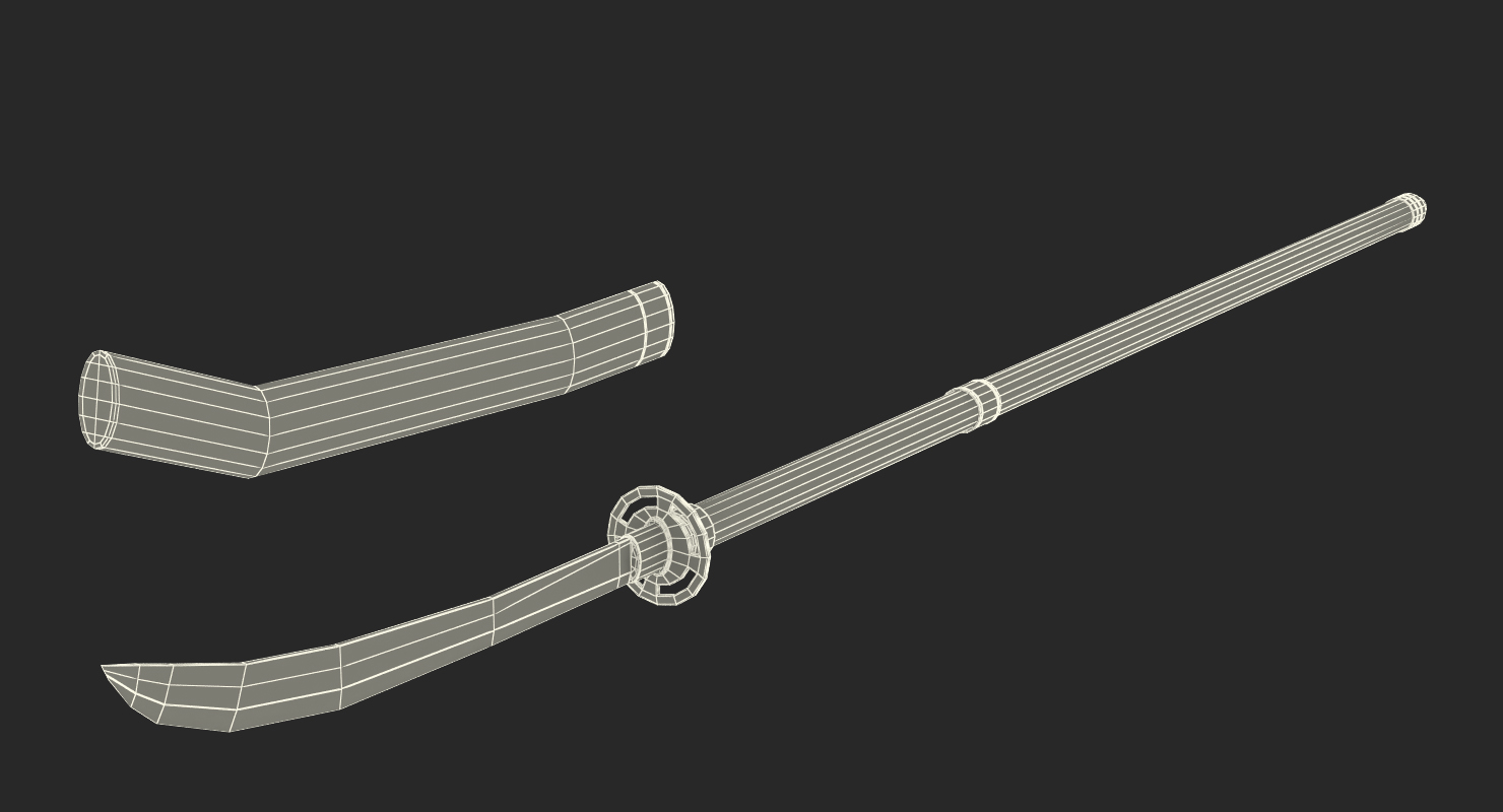 3D Naginata Japanese Pole Weapon Set model