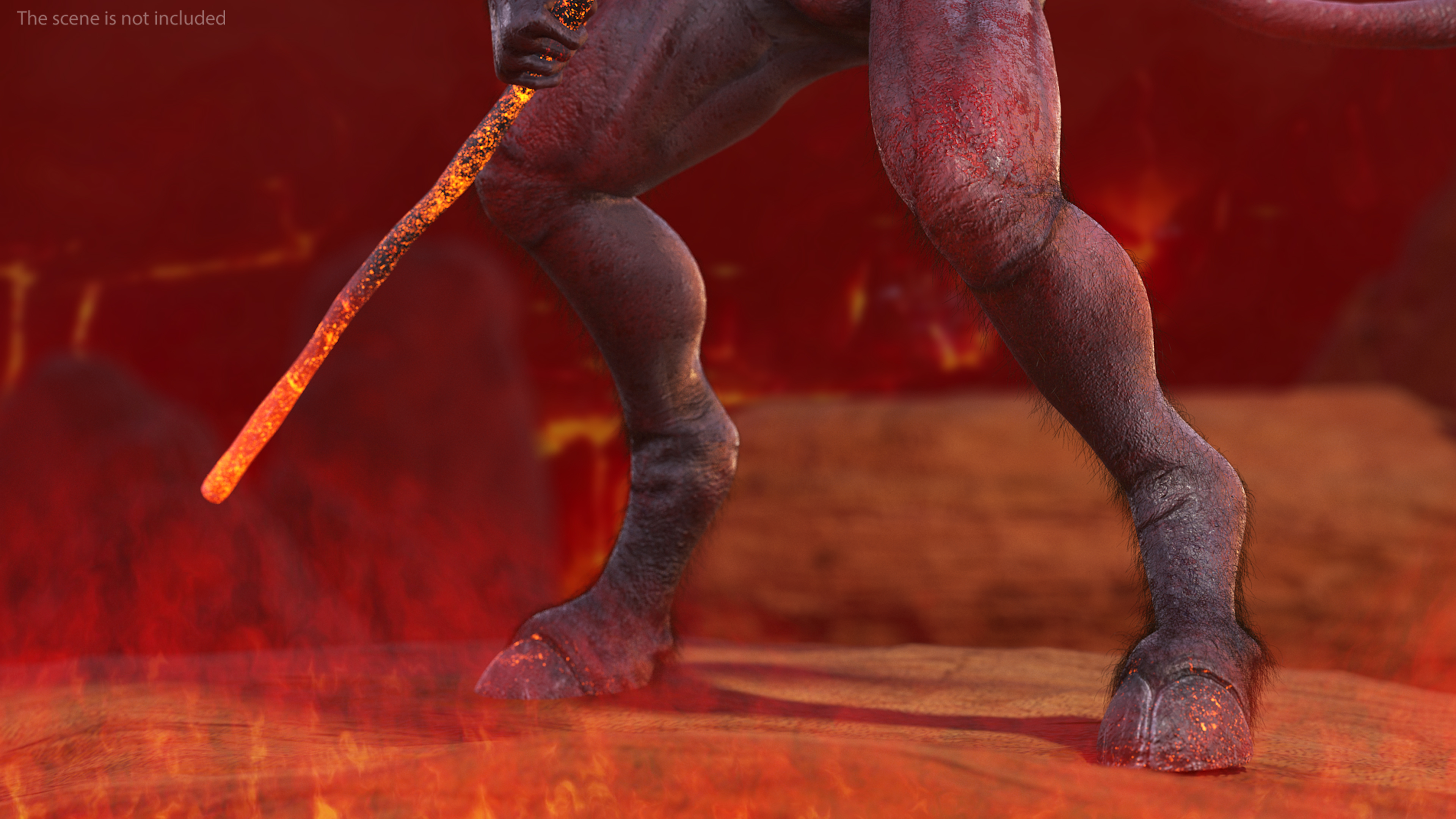 3D Devil Character with Trident Angry Pose Fur model