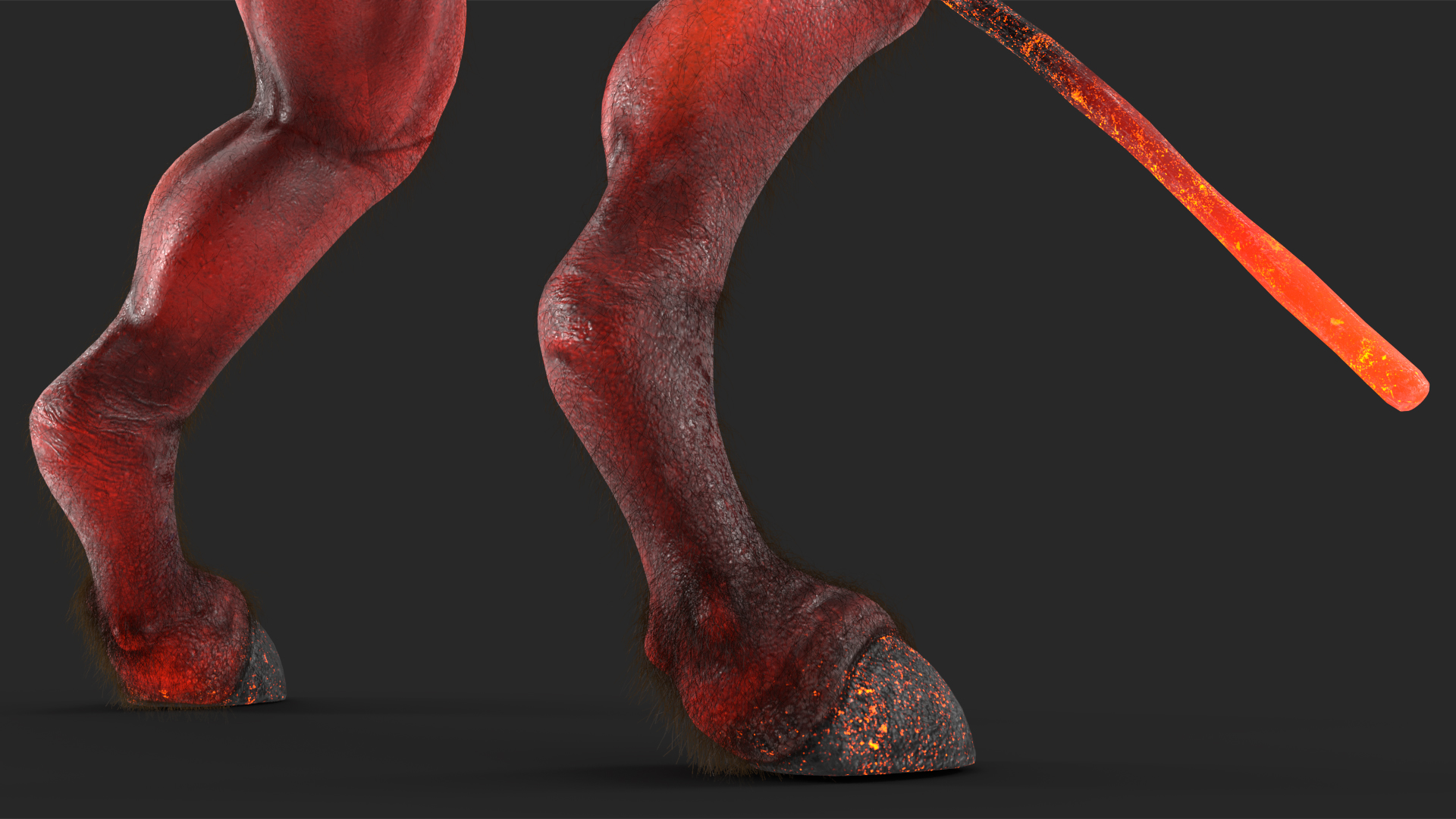 3D Devil Character with Trident Angry Pose Fur model