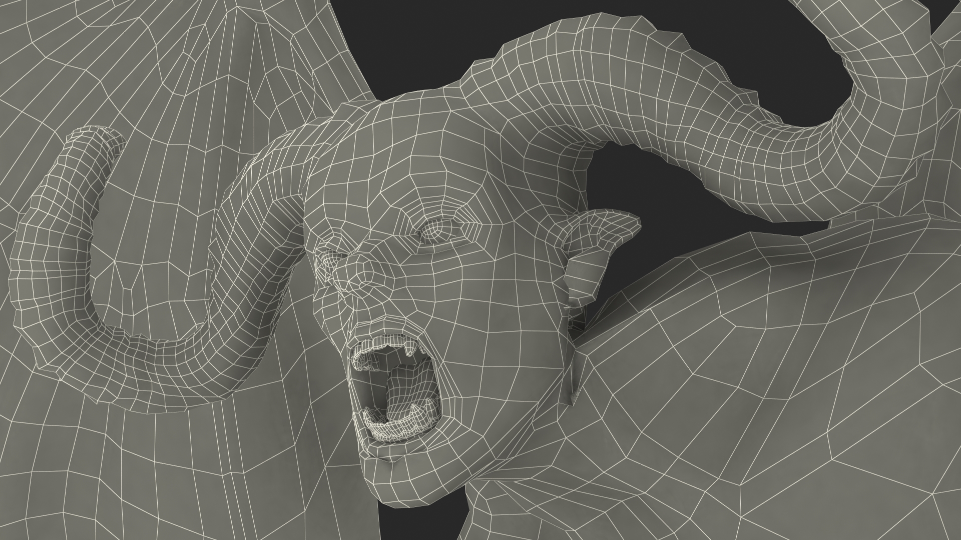 3D Devil Character with Trident Angry Pose Fur model