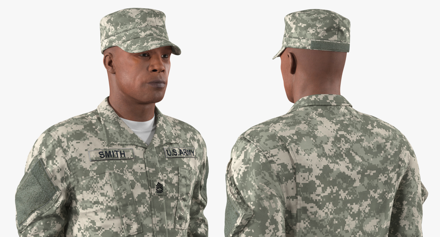 3D African-American US Army Soldier Fur Rigged model