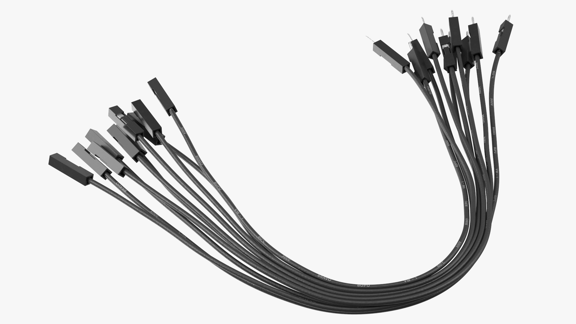 3D model Jumper Wires Bented Black