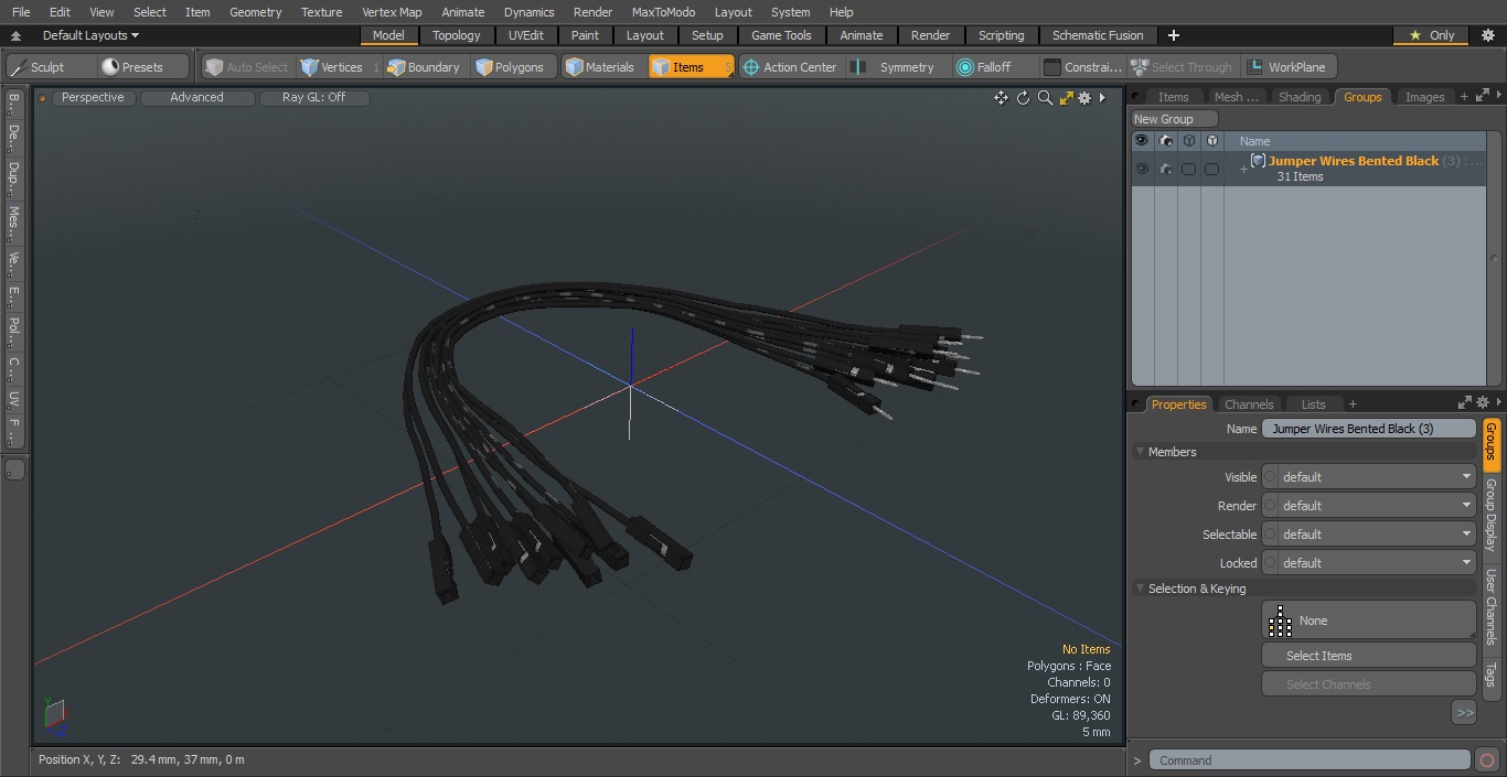 3D model Jumper Wires Bented Black