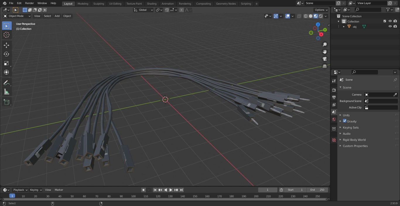 3D model Jumper Wires Bented Black