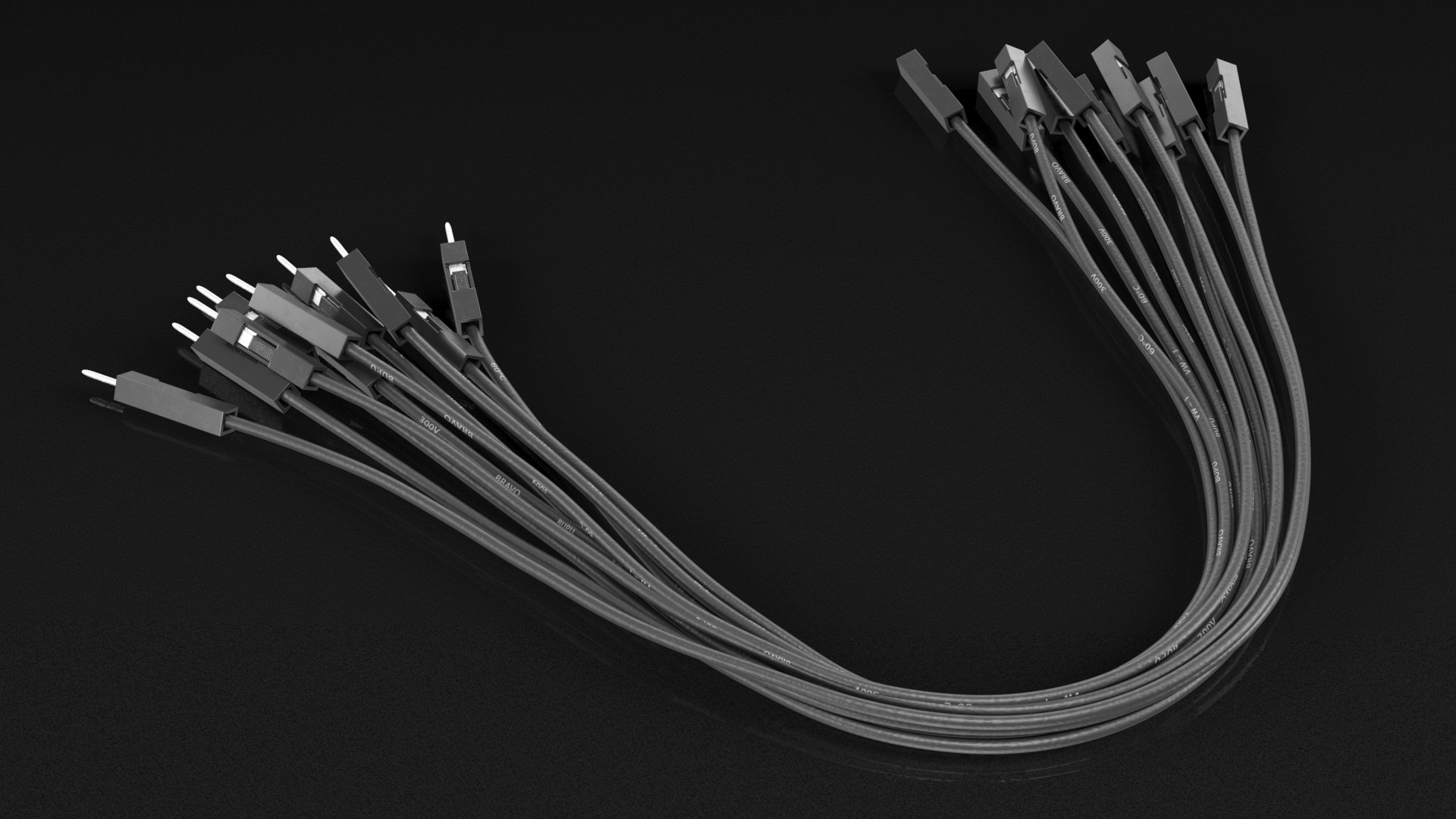 3D model Jumper Wires Bented Black