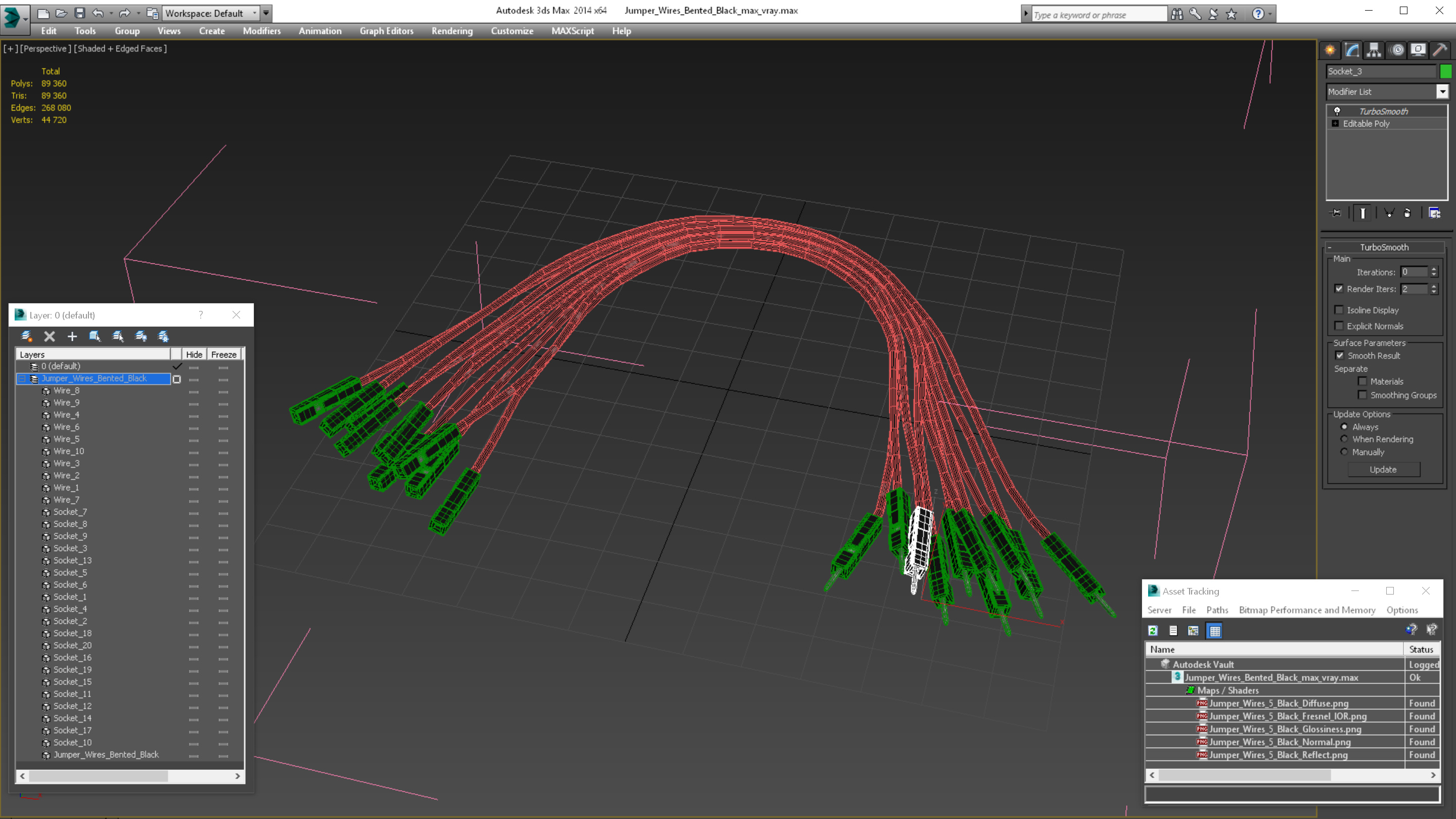 3D model Jumper Wires Bented Black