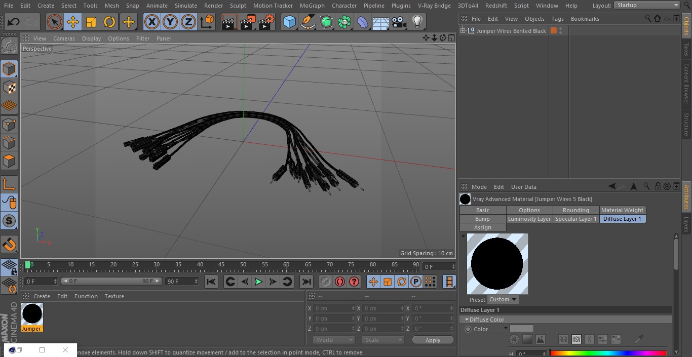 3D model Jumper Wires Bented Black