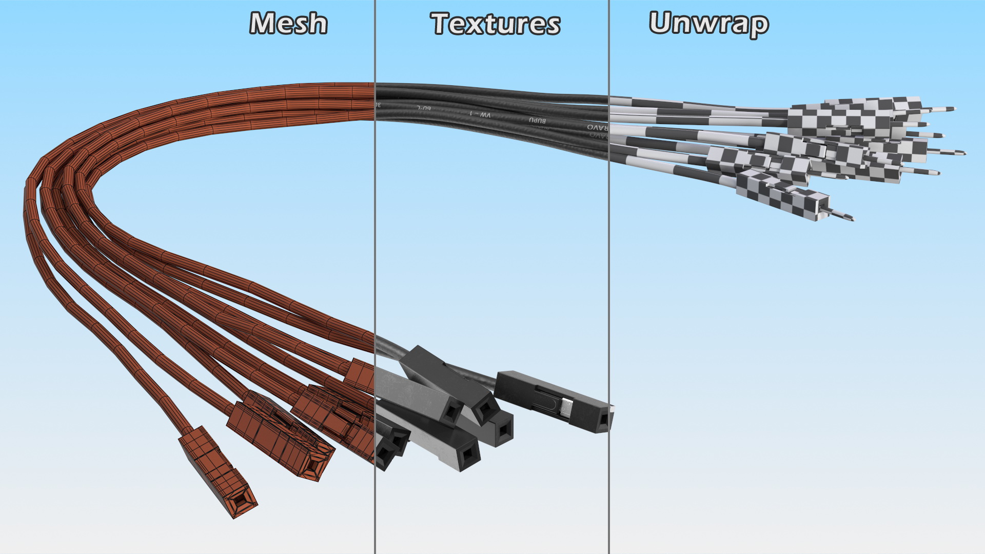 3D model Jumper Wires Bented Black