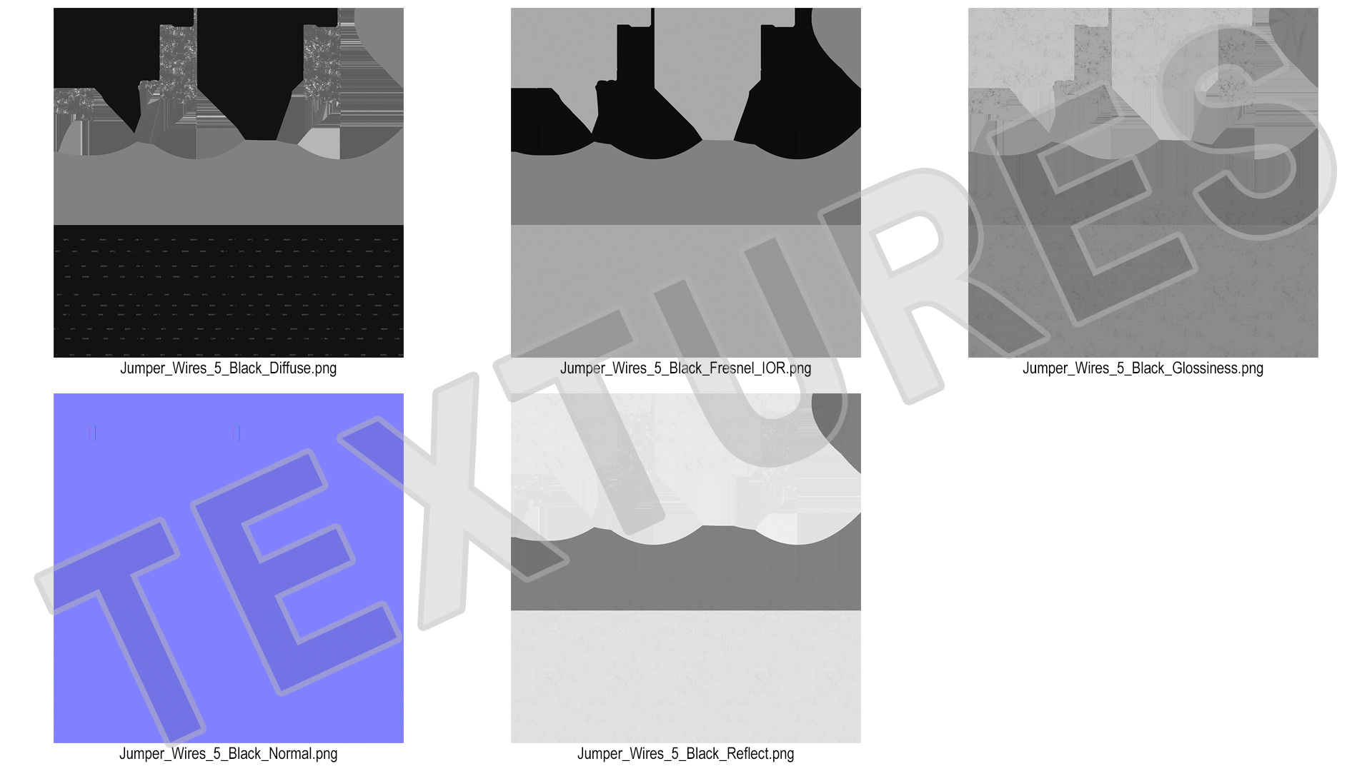 3D model Jumper Wires Bented Black