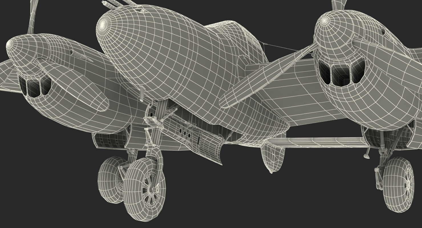 3D Lockheed P 38 Lightning US WWII Fighter Rigged
