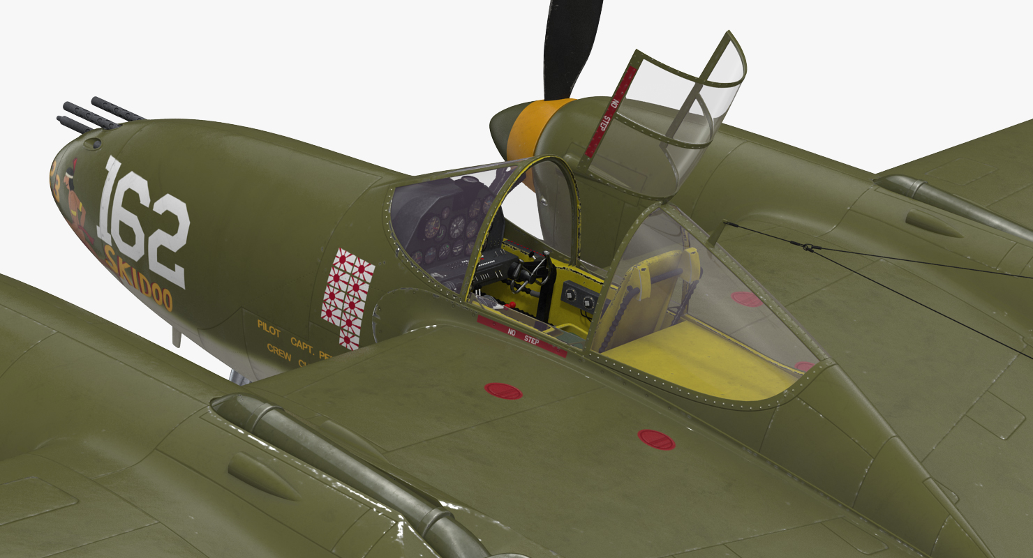 3D Lockheed P 38 Lightning US WWII Fighter Rigged
