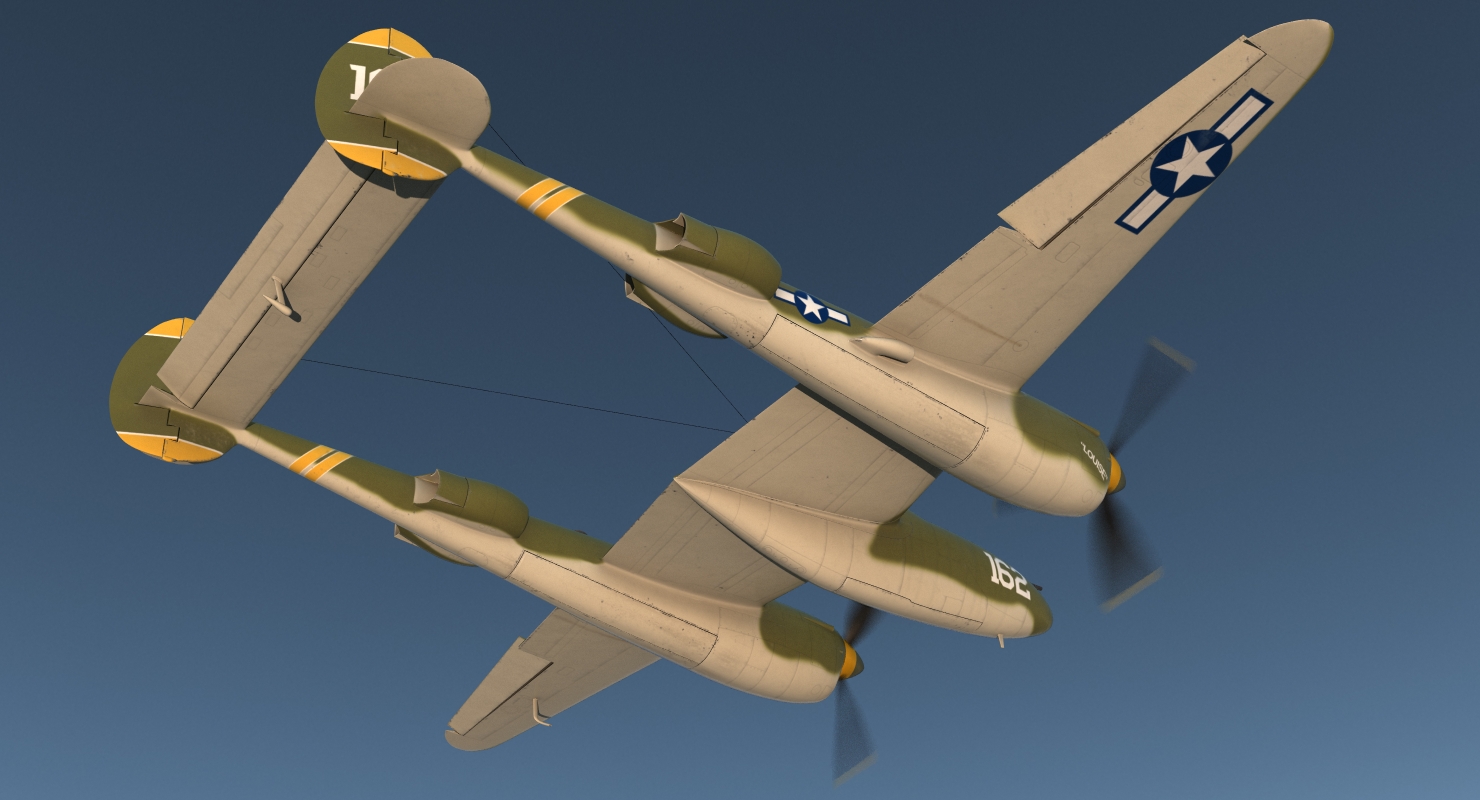 3D Lockheed P 38 Lightning US WWII Fighter Rigged