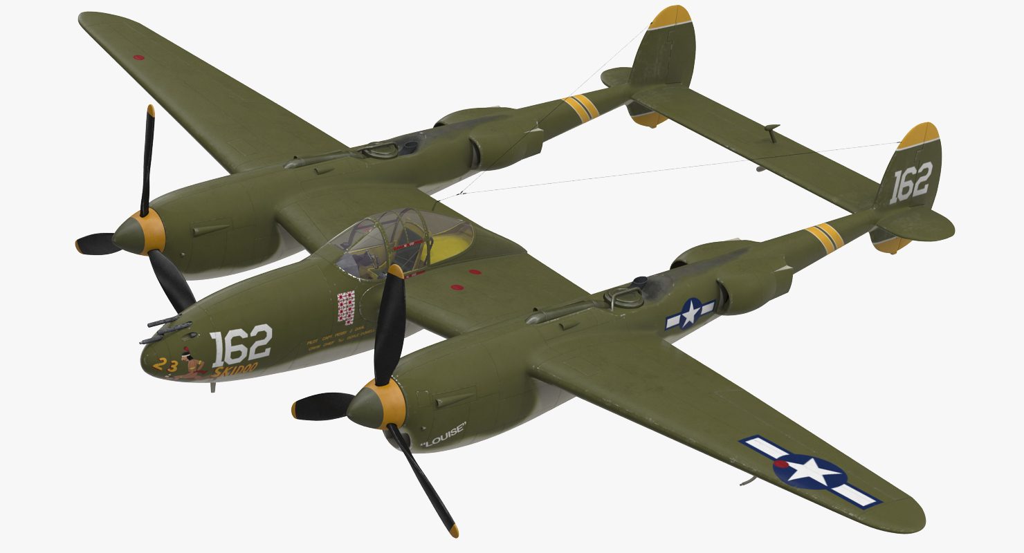 3D Lockheed P 38 Lightning US WWII Fighter Rigged