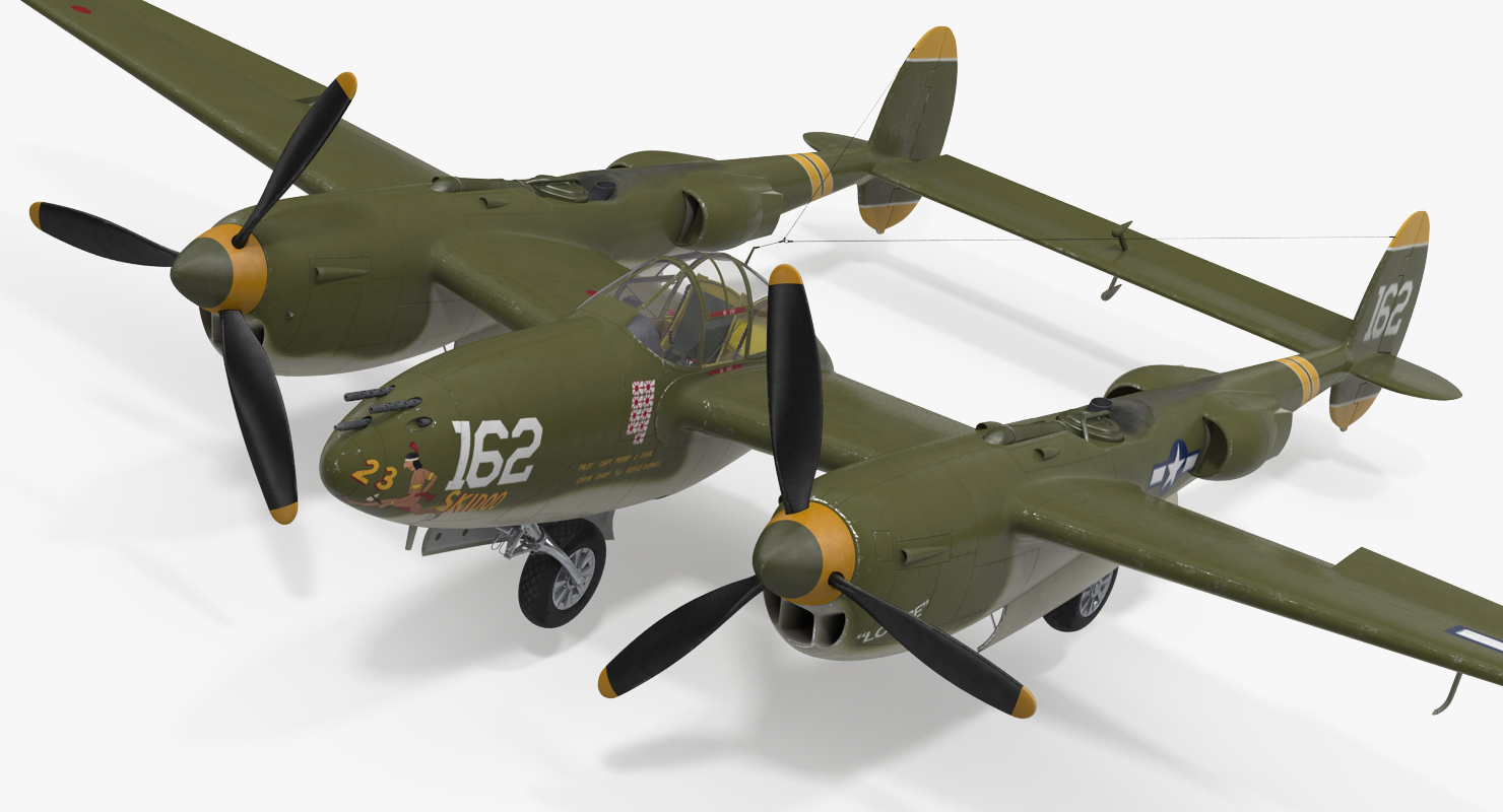 3D Lockheed P 38 Lightning US WWII Fighter Rigged