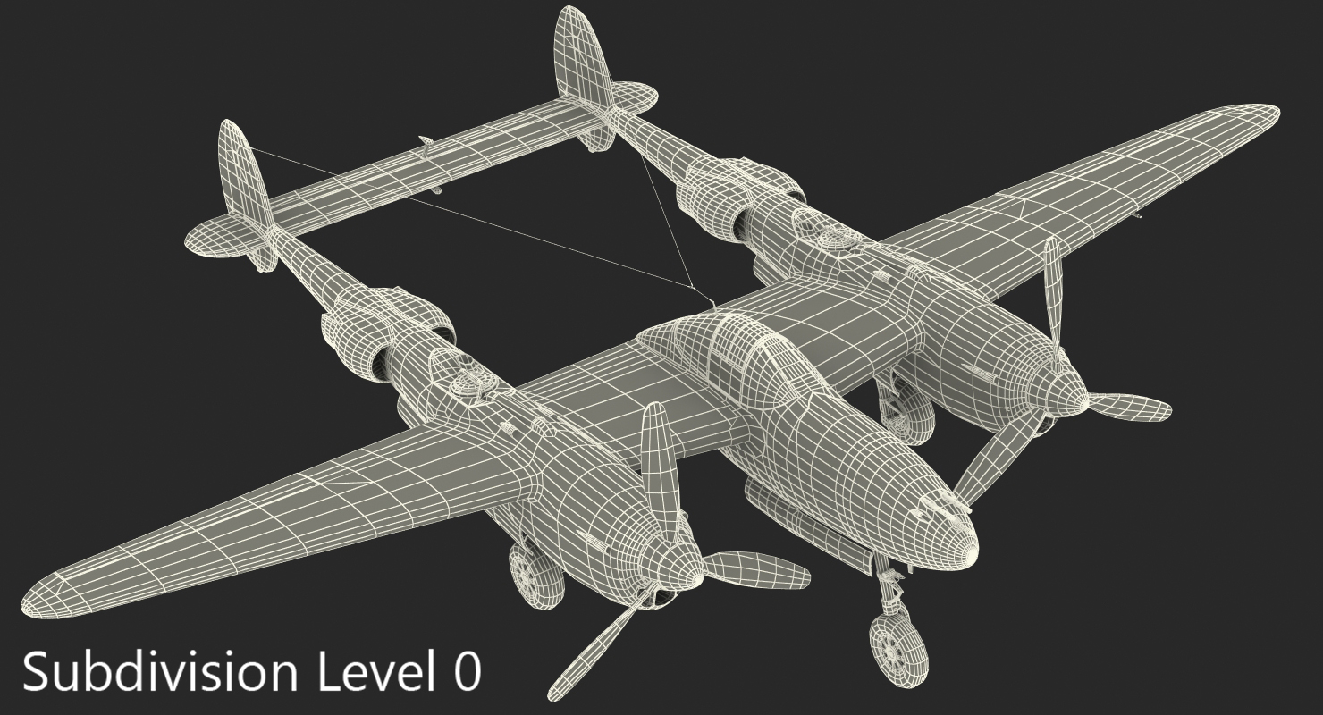 3D Lockheed P 38 Lightning US WWII Fighter Rigged