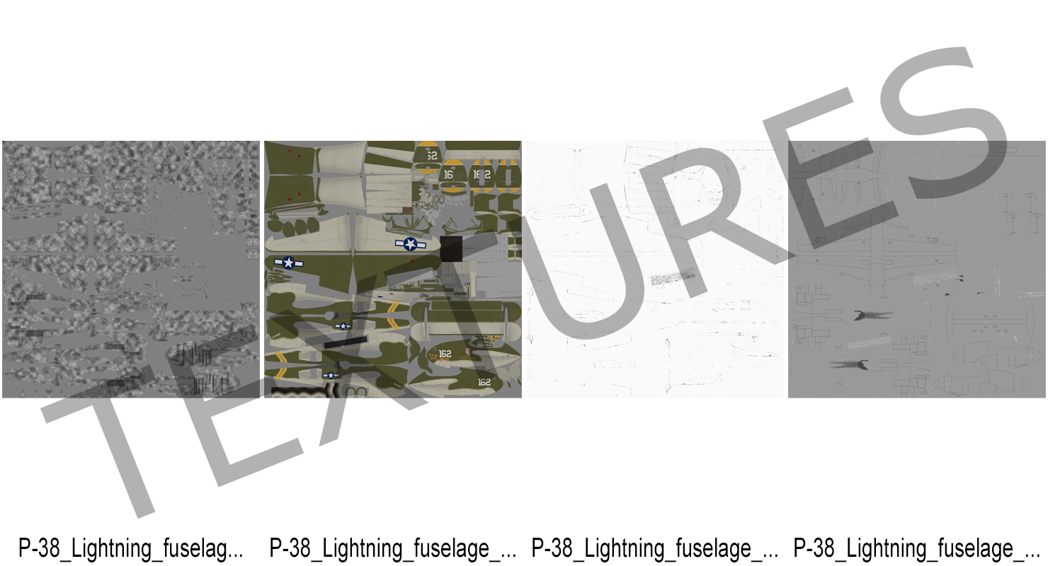 3D Lockheed P 38 Lightning US WWII Fighter Rigged