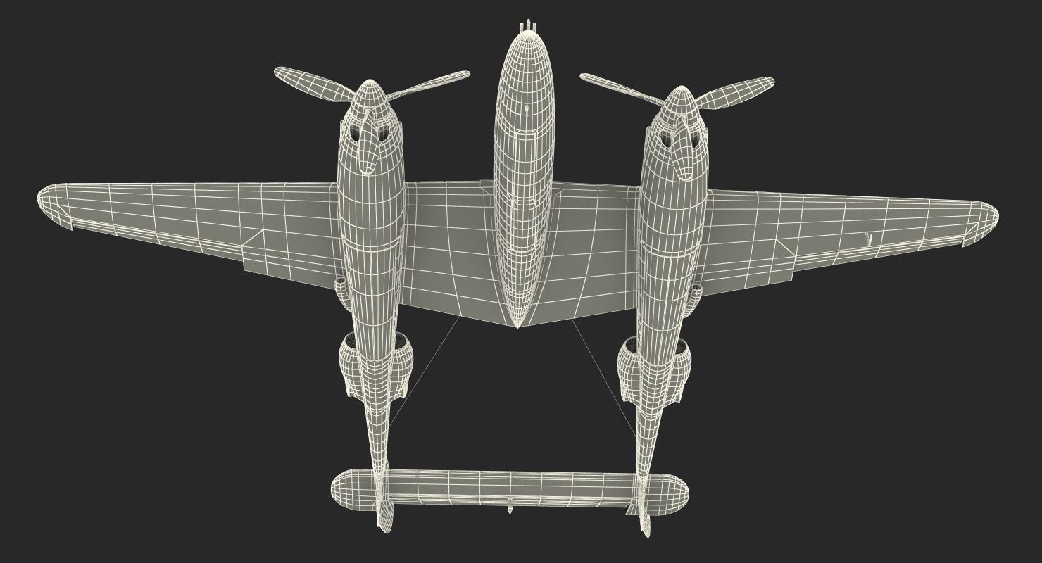 3D Lockheed P 38 Lightning US WWII Fighter Rigged