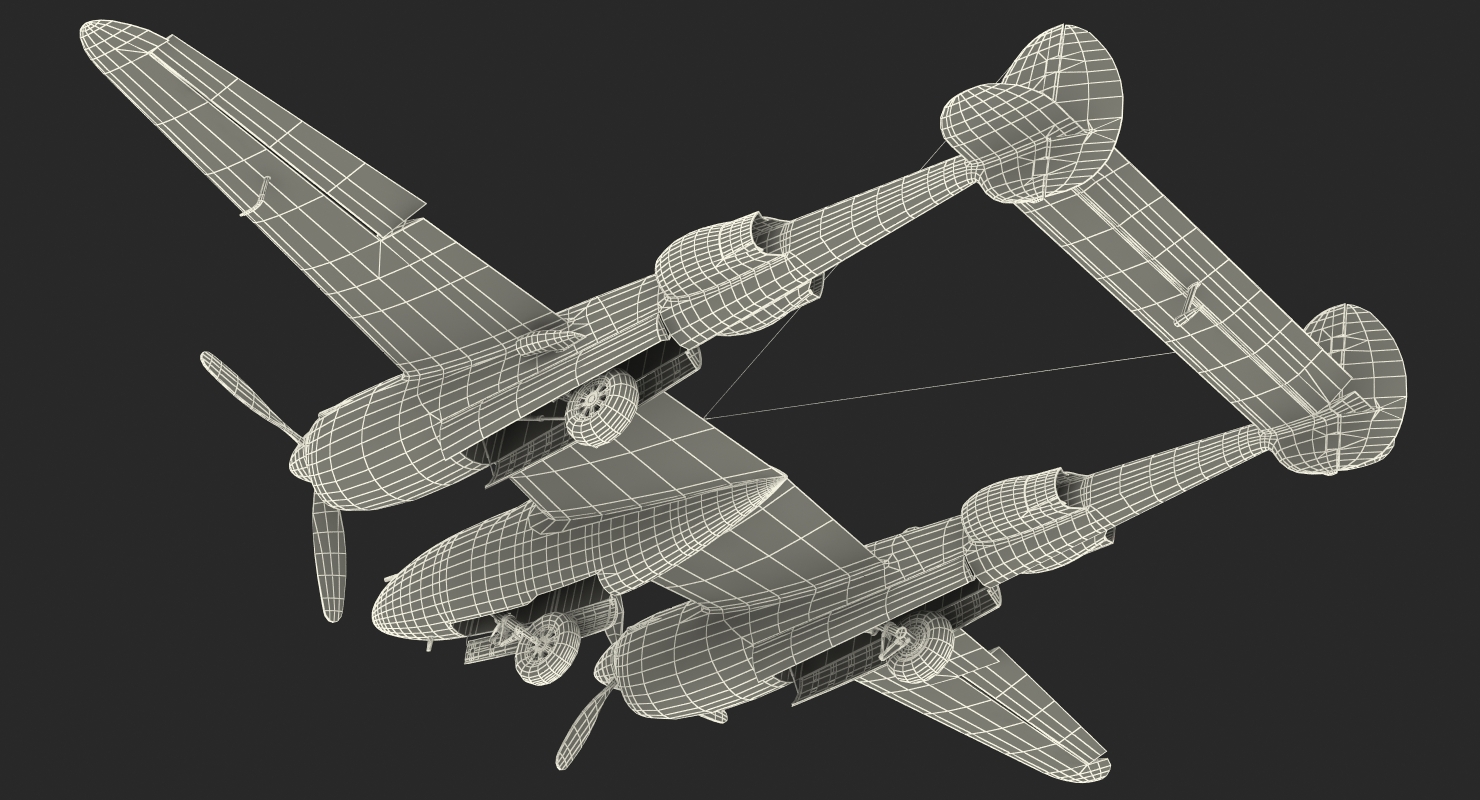 3D Lockheed P 38 Lightning US WWII Fighter Rigged